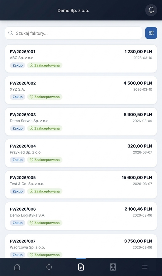 Aplikacja mobilna Ewidencja Faktur