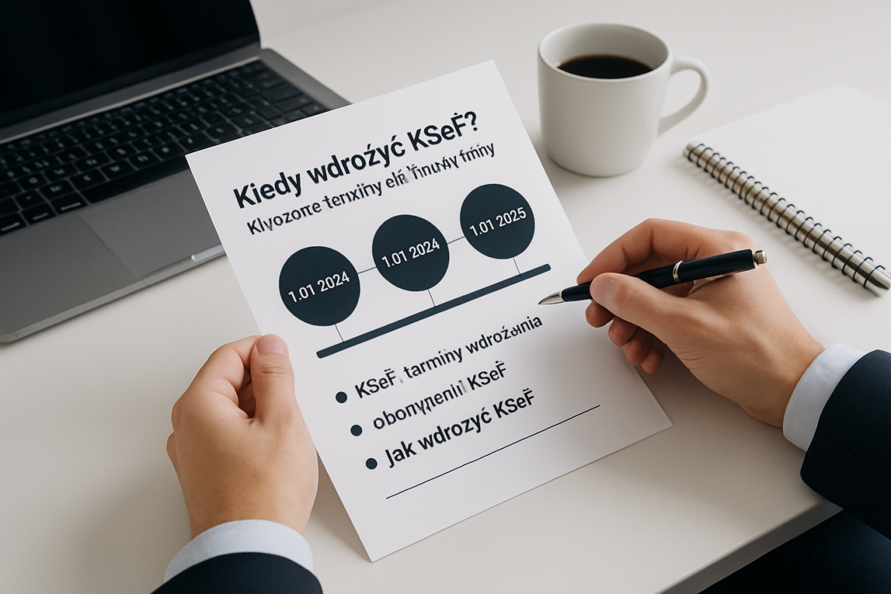 Osoby omawiające kluczowe terminy wdrożenia KSeF w kontekście ewidencji faktur